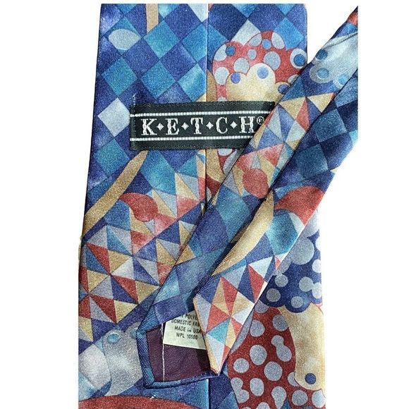 KETCH Abstract Multicolor Men's Classic Pointed Tie - Picture 1 of 6